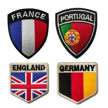 Флаг Бродирани Ленти Икона Франция Великобритания Германия Португалия Флаг Щит Кръпка Персонализирани Етикети Нарукавная Превръзка