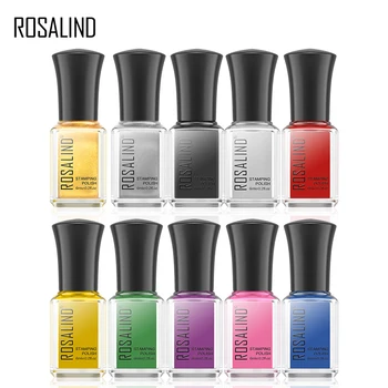 ROSALIND 6 МЛ Лак за нокти с релефни, Черен, Бял, Златист, Сребрист Лак за печат за Нокти, дизайн на нокти 