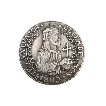 Монета 1577 Defende Бр Christe Salvatore Държи Кръст, Колекция От Монети, Сувенири, Декорация На Дома Занаяти Украса На Подарък