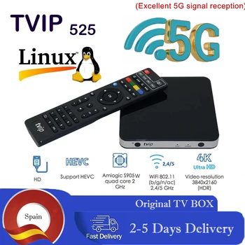 5G Linux TV BOX TVIP.525 4K HD 2,4/ 5GWiFi S905W Четириядрен ТВИП S-Box V525 3840x2160 Youtube Работи на Linux TV Box PK TVIP605 box
