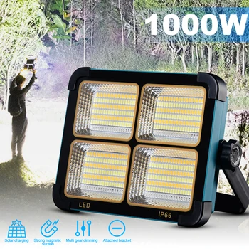 500 вата слънчев прожектор за домашно USB Акумулаторна батерия Слънчева светлина LED Къмпинг Слънчева светлина с Магнит Преносим Водоустойчив Лампа За Палатка