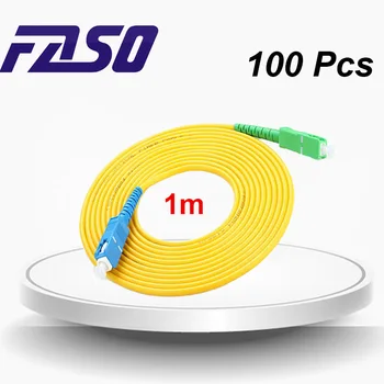 FASO 100ШТ 1 m SC / APC, SC /UPC, Оптичен Пач Кабел SX Core 3.0 мм един режим Fiber Patch-кабели G652D Жълто LSZH Яке
