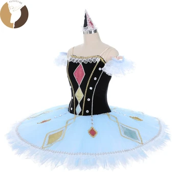 FLTOTURE/ детска бледо-синята пола-пакет от 10 слоя за момичета YT2067, класически балет с костюм, кукла Коломбина в 