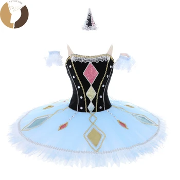 FLTOTURE/ детска бледо-синята пола-пакет от 10 слоя за момичета YT2067, класически балет с костюм, кукла Коломбина в 