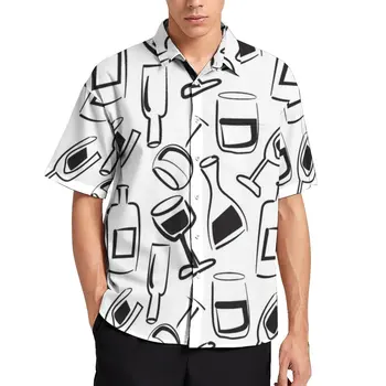 Любителите На Виното Хавайска Риза Алкохол Каберне Печат Ежедневни Мъжки Ризи Новости Блузи Летни С Къс Ръкав