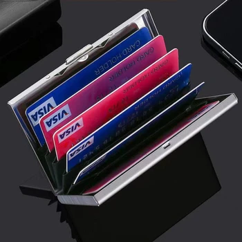 Анти-кражба четка метална чанта за мъже и жени от неръждаема стомана ультратонкая кутия за demagnetization карти е прост държач за карти