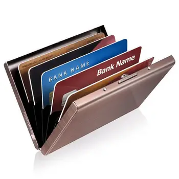 Анти-кражба четка метална чанта за мъже и жени от неръждаема стомана ультратонкая кутия за demagnetization карти е прост държач за карти 1