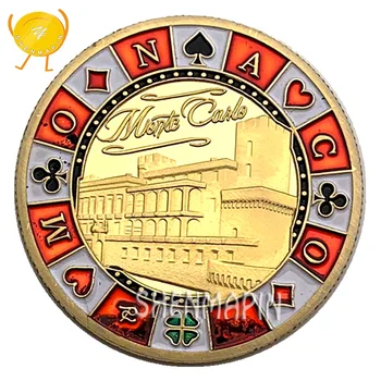 Монако Монте Карло Възпоменателна Монета с Цветна Покер Чип Монети с Колекционерска стойност Щастливо число 7 Медал Вызовная Монета