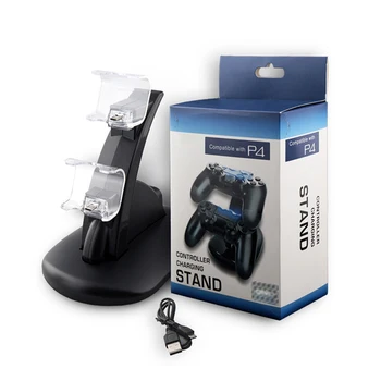 Двойно Зарядно Устройство Контролер Докинг Станция Игрова Конзола Поставка За зарядно устройство ще захранване на Sony Play Station 4/PS4 Slim/PS4 Pro Gaming Аксесоари