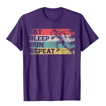 Реколта Ретро Eat Sleep Run Повторение На Забавен Бягане Бегач Подарък Тениска Купони Мъжки Тениски Обикновени Памучни Тениски Всеки Ден 1