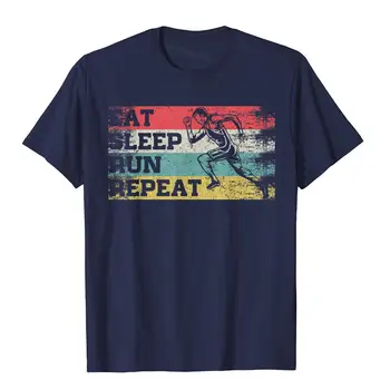 Реколта Ретро Eat Sleep Run Повторение На Забавен Бягане Бегач Подарък Тениска Купони Мъжки Тениски Обикновени Памучни Тениски Всеки Ден 2