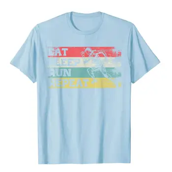 Реколта Ретро Eat Sleep Run Повторение На Забавен Бягане Бегач Подарък Тениска Купони Мъжки Тениски Обикновени Памучни Тениски Всеки Ден 4