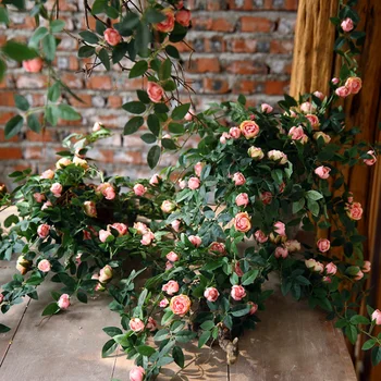 Роза пъпка на Цвете Лоза Сватбен Декор на Стените направи си САМ Украса на Дома Градина Изкуствени Цветя за Декорация 3