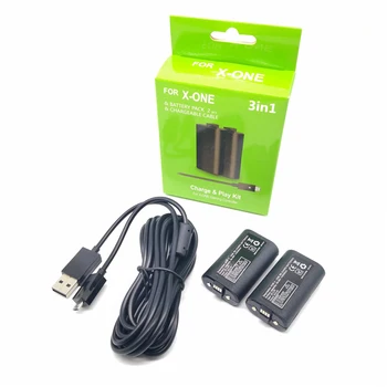 За XBOX ONE Акумулаторна батерия + Зарядно устройство + 2,75 м USB Кабел за Зарядно устройство за Xbox One S X Безжичен Гейм Контролер Геймпад 0