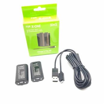 За XBOX ONE Акумулаторна батерия + Зарядно устройство + 2,75 м USB Кабел за Зарядно устройство за Xbox One S X Безжичен Гейм Контролер Геймпад 2