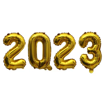 16 инча, Розово Злато, Сребро Номер на Фолио Балони честита Нова Година Вечерни Украса 2023 за Годишнина от Сватбата Декор Латекс Глобуси 4