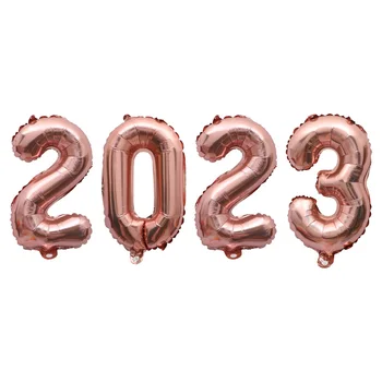 16 инча, Розово Злато, Сребро Номер на Фолио Балони честита Нова Година Вечерни Украса 2023 за Годишнина от Сватбата Декор Латекс Глобуси 5