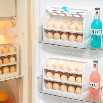 30 Мрежи Титуляр За Яйца 3-Слойный Кутия За Съхранение На Яйца Контейнери За Съхранение На Пресни Продукти С Кухненски Хладилник Капака На Контейнер За Съхранение На Яйца 0