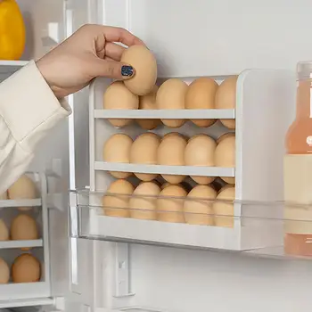 30 Мрежи Титуляр За Яйца 3-Слойный Кутия За Съхранение На Яйца Контейнери За Съхранение На Пресни Продукти С Кухненски Хладилник Капака На Контейнер За Съхранение На Яйца 1