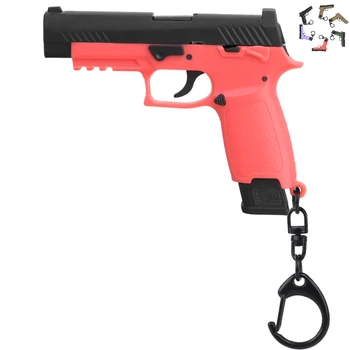 P320 (Дълъг) 1:4 Тактически Ключодържател Пластмасови Мини пистолет във Формата на Пистолет, Халка за Ключове от Оръжия, Подарък Декорация с Подвижен Лост и Магазин 0