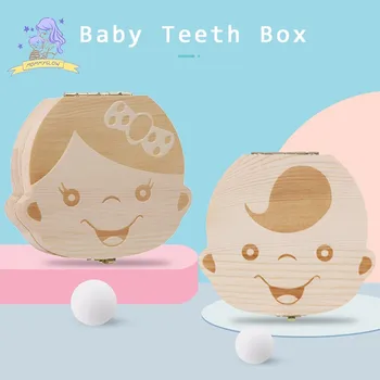 Кутия За Млечните Зъби На Английски Френски Испански Руски, Холандски Писмо Baby First Curl Съхранение На Дървен Органайзер За Момчета И Момичета Сувенир Подарък