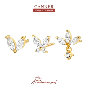 CANNER 3 Бр. Компл. Пеперуда 18 До Златни Обеци За Жени Висящи Обеци За Пиърсинг На Ушите Модни Модерен Корейски Леки Сватбени И Вечерни 0