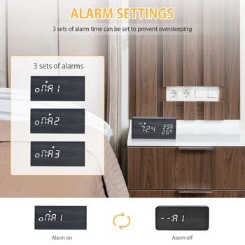 Digital alarm clock Bluetooth Високоговорител с Функция за безжично зареждане на Температура и влажност на въздуха 4