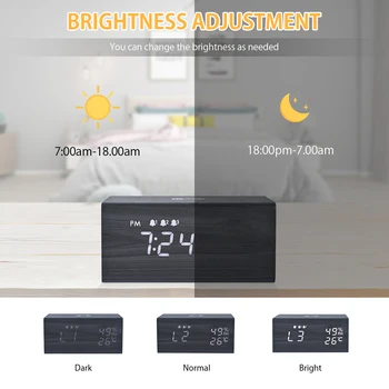 Digital alarm clock Bluetooth Високоговорител с Функция за безжично зареждане на Температура и влажност на въздуха 5