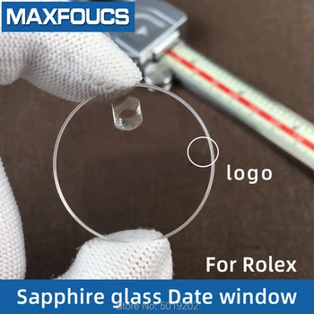 Сапфирен кристал crytal За Rolex с прозорец дата с логото, защитена от надраскване часово стъкло 30,4x29,5x1,8 мм/32.65/29.4/25.3/21.3/32.7 мм