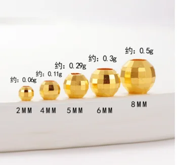 999 истински златни мъниста До 24 от чисто злато свободни мъниста лазерни мъниста златни бижута част diy мъниста 3 мм-8 мм
