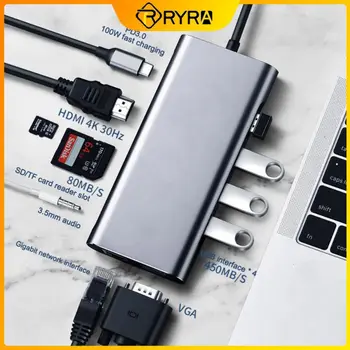 RYRA Baseus USB Type C ХЪБ USB C към HDMI-съвместим RJ-45 SD Карти 100 Вата Зарядно Устройство, USB 3.0 ХЪБ За MacBook Докинг Станция Газа