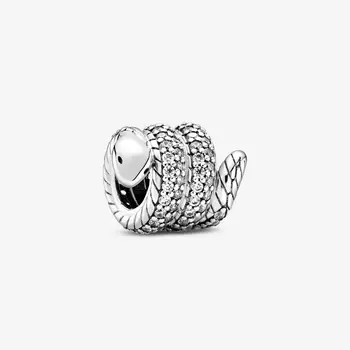 Нов Оригинален Проба 925 Сребърна Топка Животното, Блестящ Увита Змия Чар и Интересите на Пандора Гривна Колие направи си САМ Дамски Бижута