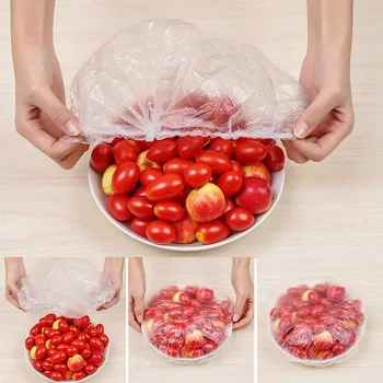 Еднократна Храни Пластмасова Опаковъчна Чанта Еластична Плодови Купа Чаша Прясно за съхранение Кухня  1