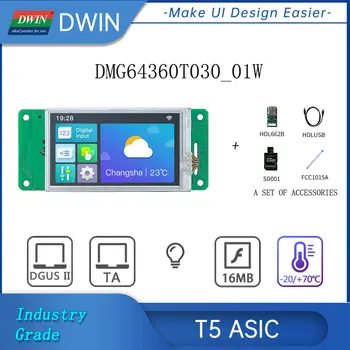 DWIN 3-Инчов LCD панел 640 * 360 Smart LCM индустриален клас TFT Сензорен Монитор с IPS-екран