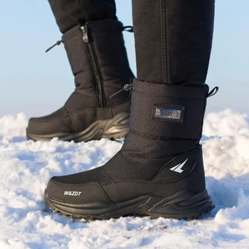 Зимни Мъжки Зимни Обувки На платформа с цип, Водоустойчив, Нескользящие, Обикновена, по-Големи Размери, Улични Катерене Обувки Calzado De Seguridad Hombre