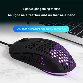 Pro Gamer Проводна USB Мишка Леки Клетъчни Отвори С Подсветка Gaming Мишка за PC Геймър Офис Лаптопи на Мишката Мишката 0
