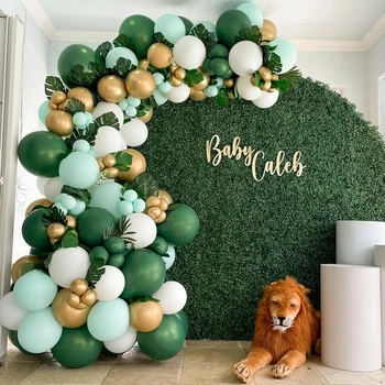 Зелен Балон Венец Арка Комплект Сватбени Украси От Балони На Рожден Ден Декор Деца Джунглата Сафари Парти Балон Baby Sho