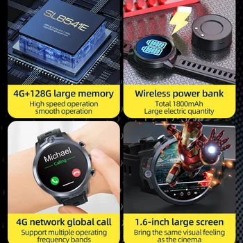 НОВ LZAKMR X600S 4G LTE Android Smartwatch С Двойна Камера, 4G 128 GB GPS Човек WiFi видео разговори Температурна Игра За IOS, Android HUAWEI 5