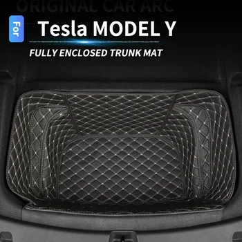 За Tesla, Модел Y Авто Подложка За Съхранение На Багаж Предни Подложка За Съхранение На Багаж Аксесоари За Аксесоари Защитно Долната Подплата Кожени Декоративни Панел