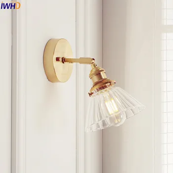 IWHD Скандинавски Стъклена Стена Лампа в близост До С една Спалня, Огледало В Банята, Лампата В Японски Стил, led Стенни Аплици, Ретро Лампа Edison Lighting