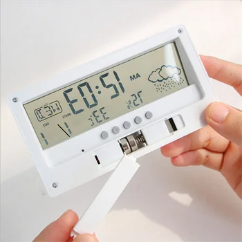 LCD Часовник Измерване на температура и влажност на въздуха Електронен Будилник метеорологичната станция Дисплей Децата Студенти Мини-Будилник 2