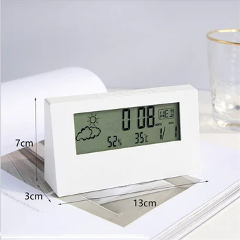 LCD Часовник Измерване на температура и влажност на въздуха Електронен Будилник метеорологичната станция Дисплей Децата Студенти Мини-Будилник 4