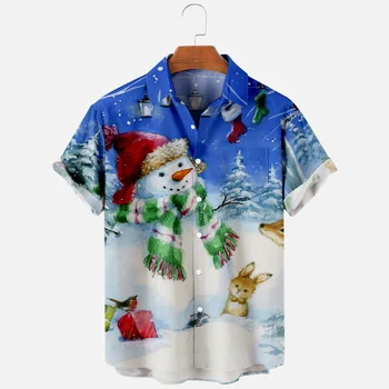 3D Коледна Мъжка Риза, Всекидневни Свободен Жилетка С Принтом, плюс размери, Риза С Къс Ръкав И Джоб, Летни Дамски Потници, Облекло