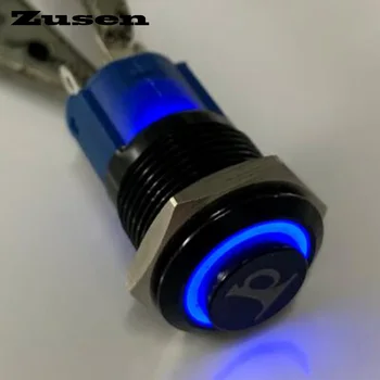 Zusen 16 мм Високо главното пръстен с подсветка, неосвещенный звуков сигнал бутон за незабавен ключ IP65 (ZS16F-11E/B/ 12V/ A-символ на аудио сигнал) 0
