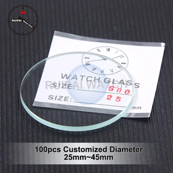 Вземане 100pcs / box 2,5 мм Минерално Часа Стъклото е 2.5 мм Дебелина 25 mm ~ 45 mm Индивидуални Части Часови Стъкло За Часовникари