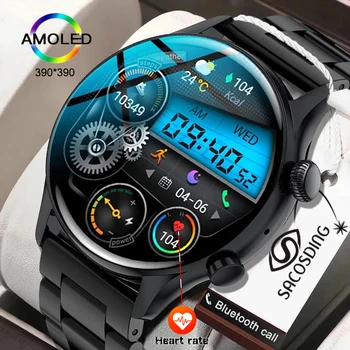 NFC Смарт часовници Мъжки 390*390 AMOLED дисплей Винаги Показва Време на повикване, Bluetooth Часовници Мъжки Спортни Умни Часовници За Huawei, Xiaomi 0