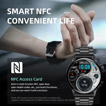 NFC Смарт часовници Мъжки 390*390 AMOLED дисплей Винаги Показва Време на повикване, Bluetooth Часовници Мъжки Спортни Умни Часовници За Huawei, Xiaomi 5