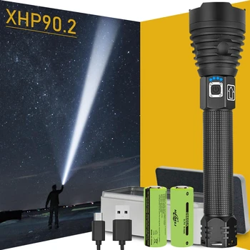 Супер ярък XHP90.2 Най-Мощните led фенерче USB Акумулаторна лампа XHP90 Flash Ръчен Лампа 18650 Тактически Фенери