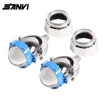 SANVI 2 елемента 35 W 5500 До 3 инча Авто Би Led Обектива на Проектора Светлини H4 H7 9005 9006 Мотоциклетни и Автомобилни Комплекти за Дооснащения на Фаровете