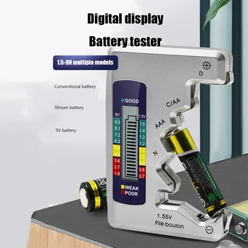 Дигитален Тестер за Батерии с LCD Дисплей C D N AA AAA 9 В 1,5 Бутон Преносим Мобилен Детектор за Проверка на Капацитета на Батерията Инструменти Електрозахранване 0